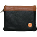 Two Tone Top Grain Zippered Leather Pouch